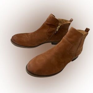 Franco Sarto Camel Rust Brown Suede Ankle Boots Size 8